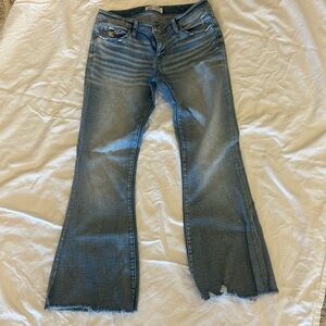 BKE , Blue Jeans Flare , Low rise, Distressed, inseam is 28 waist is 30